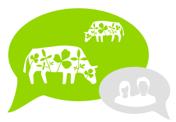 talk bubbles green and white with cattle