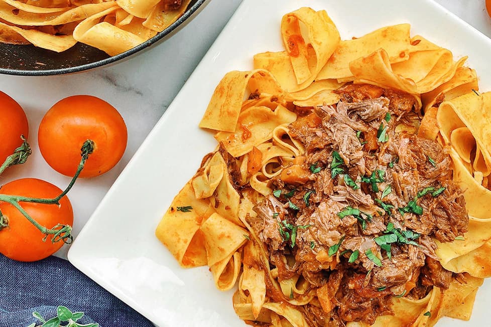 grass fed beef pappardelle made in the instant pot pressure cooker