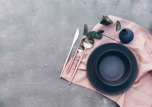 pastel and matte table setting