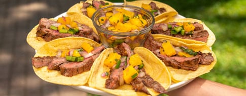 Fresh Skirt Steak Tacos with Mango Salsa recipe preview
