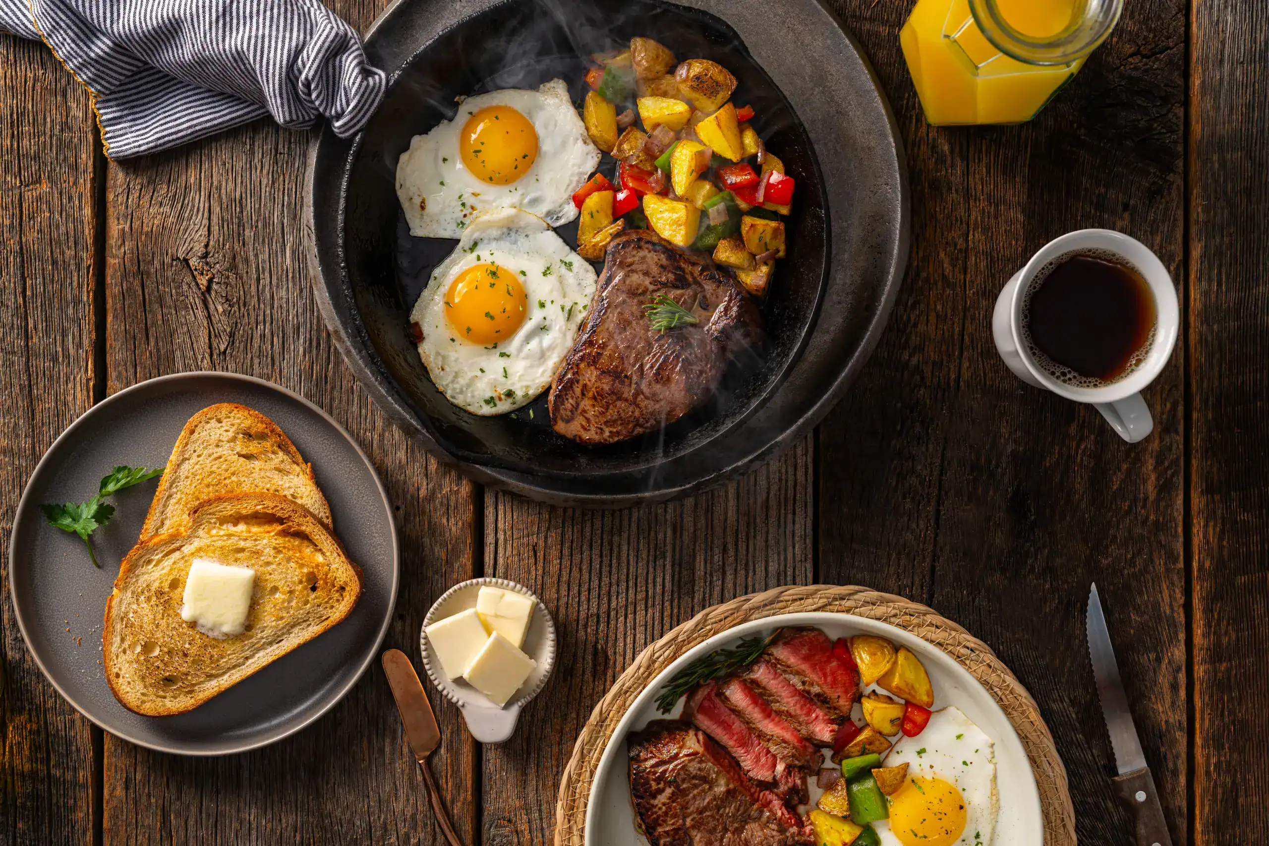 top sirloin steak and eggs breakfast skillet