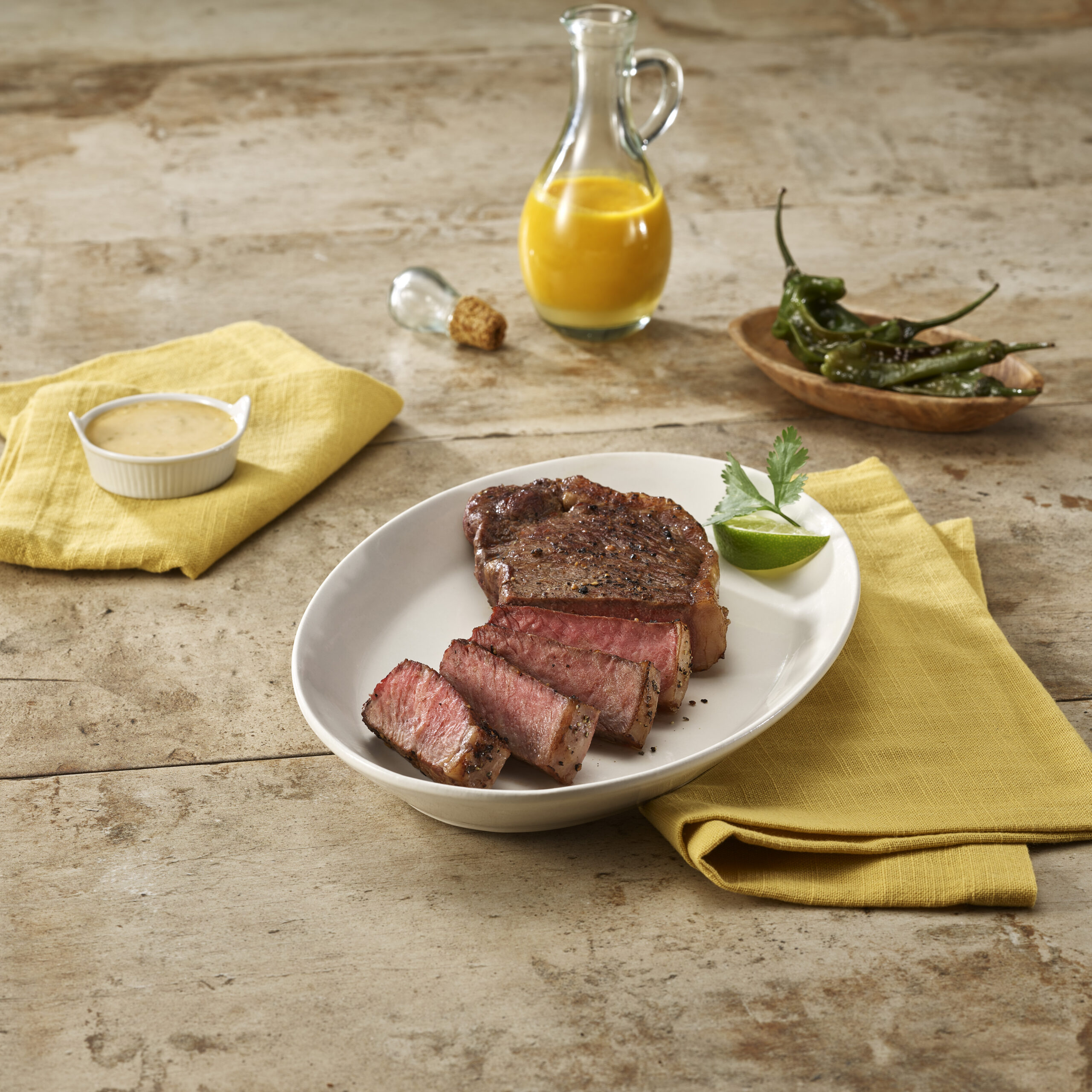 GRASS RUN FARMS NY STRIP WITH CARROT GINGER VINAIGRETTE