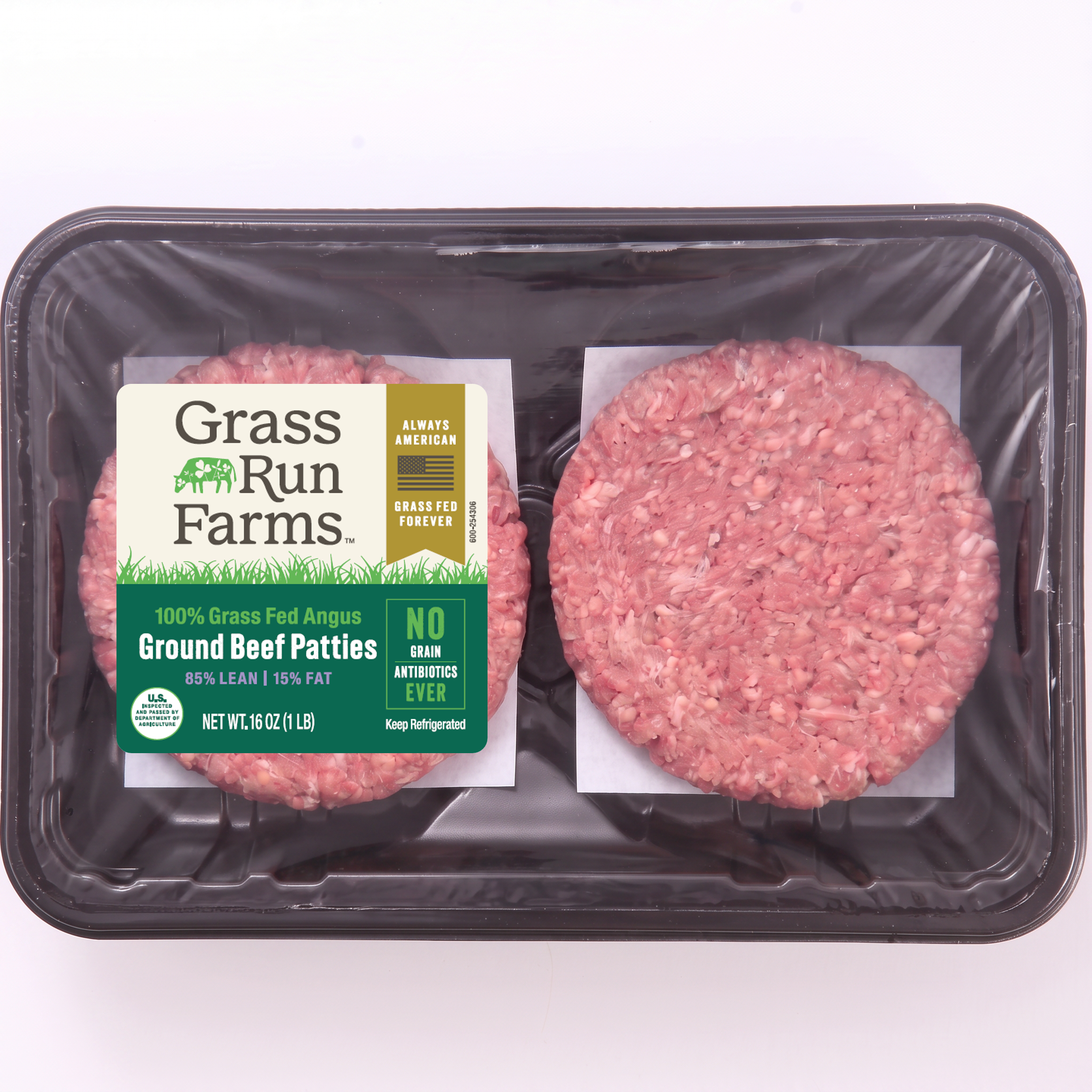 100% Grass Fed Ground Beef Patties (85% Lean 15% Fat) (Tray)